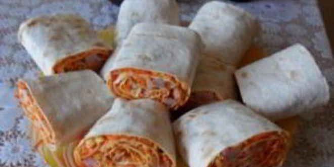 Рецепт рулетиков из лаваша с морковкой