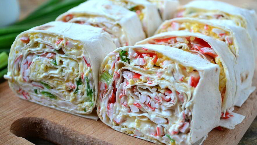 Рецепт закуски из лаваша с крабовыми палочками