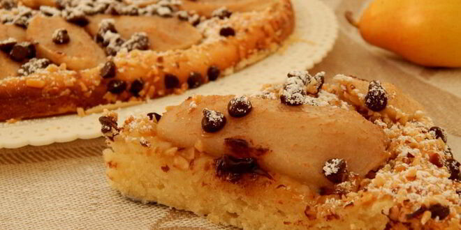 Рецепт фокаччи с грушей, шоколадом и орехами