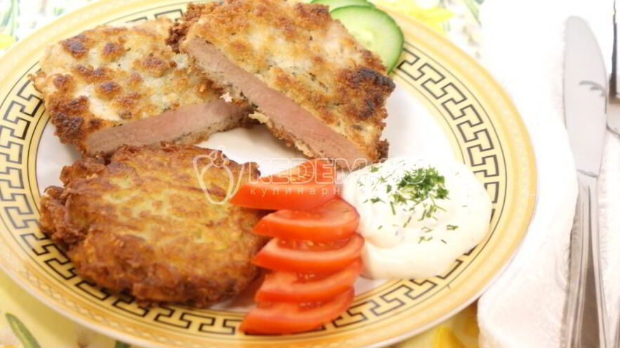 Рецепт шницеля с картофельной лепешкой