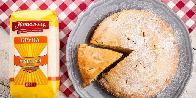 Рецепт нежного манника с яблоками