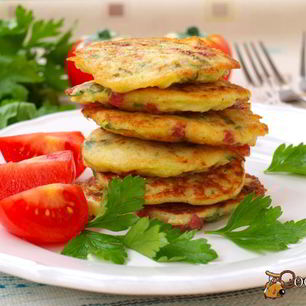 Рецепт Кабачковых оладий с колбасой