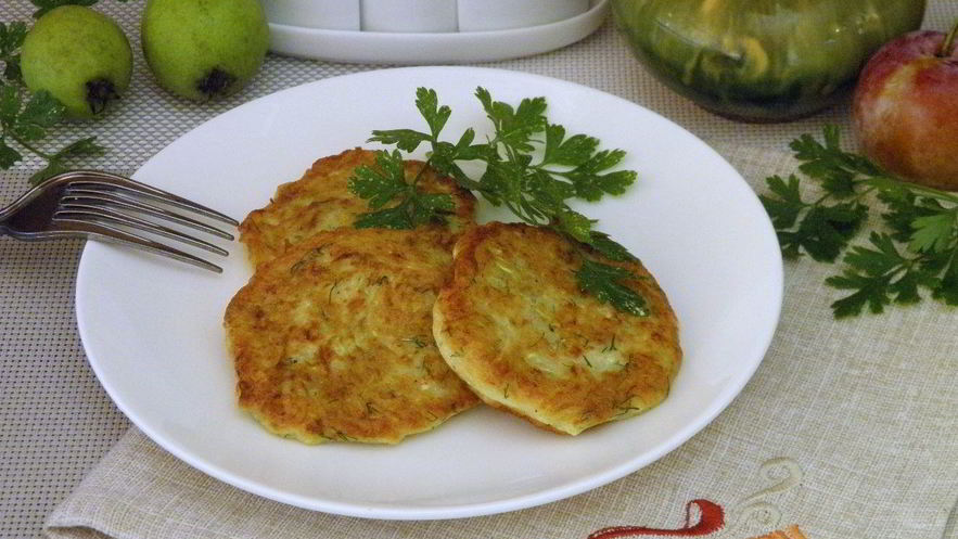 Рецепт оладий из кабачков с творогом