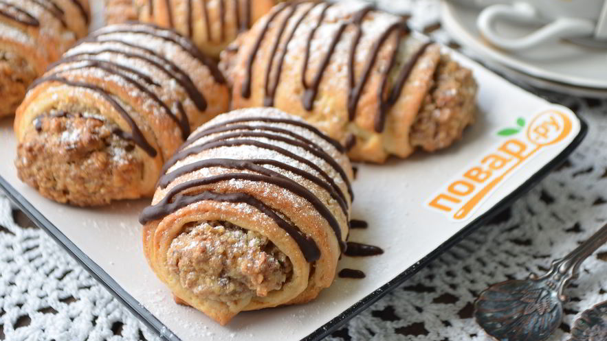 Рецепт ореховых рулетиков из творожного теста