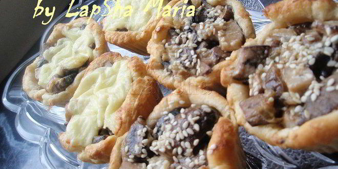 Рецепт открытых слоек с подосиновиками