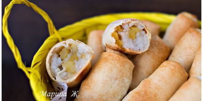 Рецепт пирожков из тончайшего теста с яблочным рисом