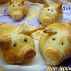 Рецепт Пирожков с фаршем в духовке Румяные Хрюшки