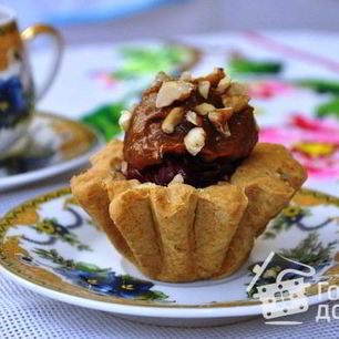 Рецепт Пирожного Корзиночка со сгущеным молоком