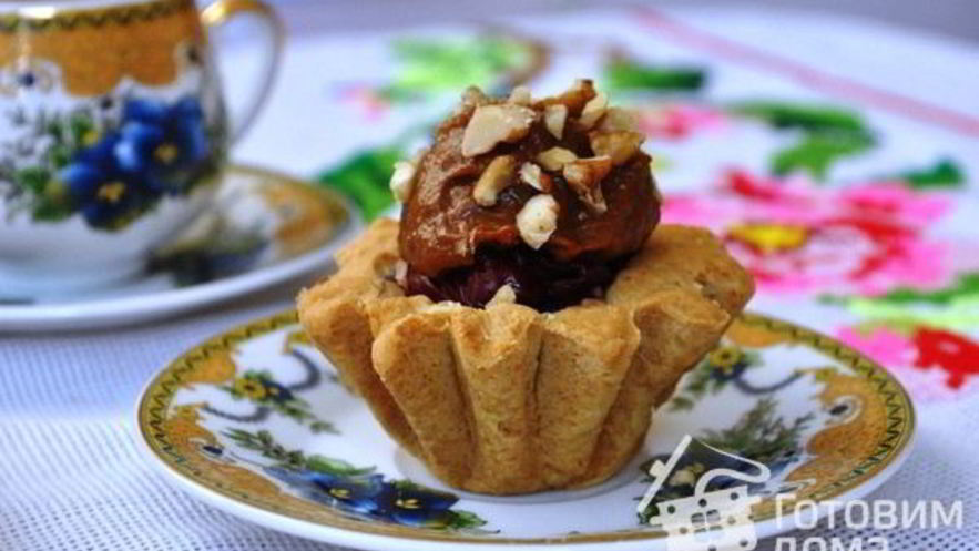 Рецепт пирожного корзиночка со сгущеным молоком