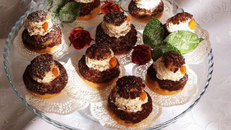 Рецепт пирожного шу с ванильно-шоколадным cremeux