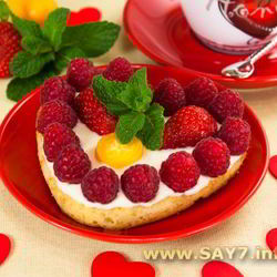 Рецепт Цитрусовых пирожных Валентинок с фруктами