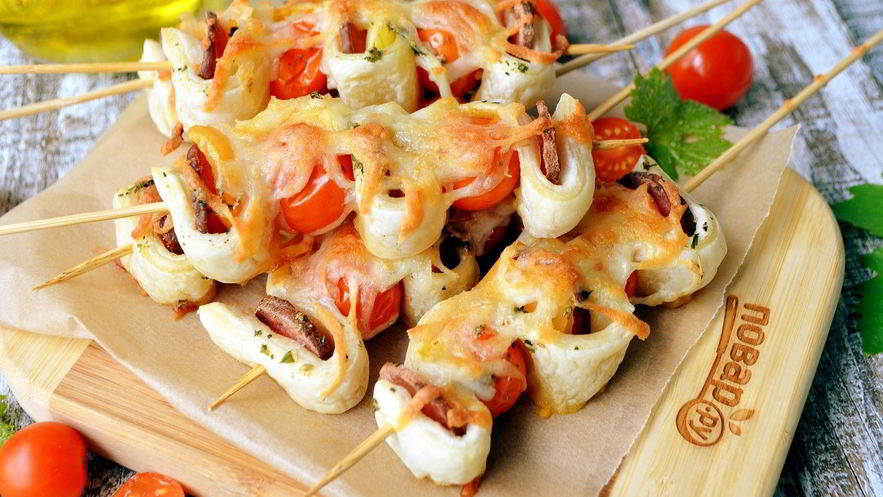 Рецепт пиццы на шпажках