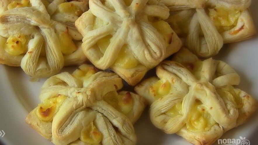 Рецепт слоек из слоеного теста с кремом патисьер