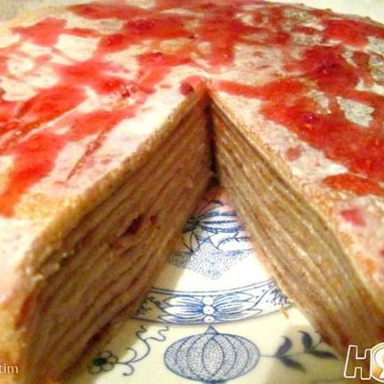 Рецепт Блинного торта сметанно-малиновый