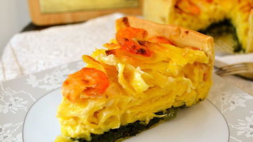 Рецепт итальянского торта из тальятелле с креветками