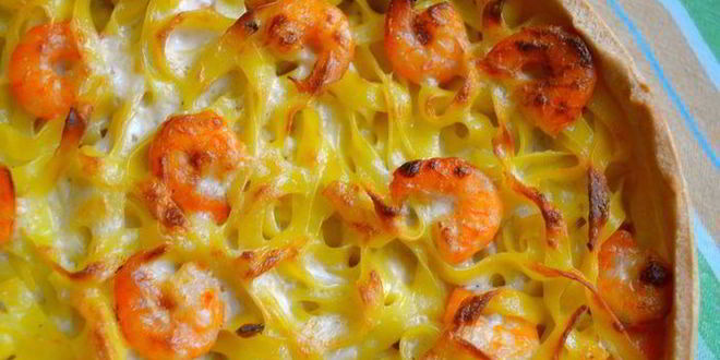 Рецепт итальянского торта из тальятелле с креветками