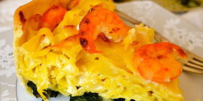 Рецепт итальянского торта из тальятелле с креветками