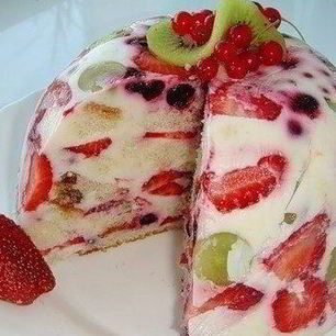 Рецепт Сметанного тортика с фруктами без выпечки