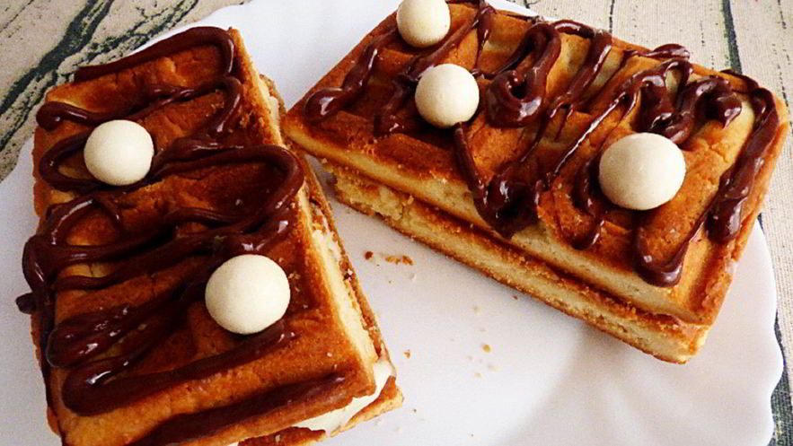 Рецепт песочных вафель с творожным кремом