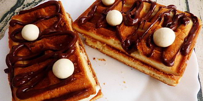 Рецепт песочных вафель с творожным кремом