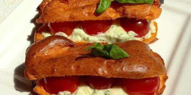 Рецепт закусочных томатных эклеров с кремом из моцареллы