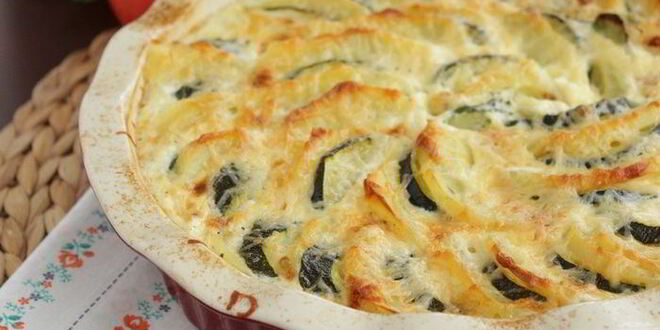 Рецепт картофельно-кабачковой запеканка под сливочным соусом