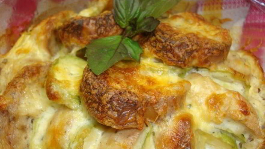 Рецепт хлебной запеканки с кабачками