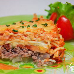Рецепт Мясной запеканки с овощами и макаронами