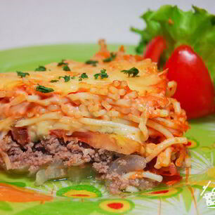 Рецепт Мясной запеканки с овощами и макаронами