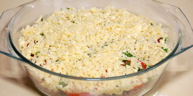 Рецепт мясной запеканки с овощами и макаронами