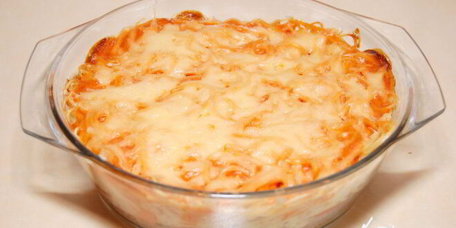 Рецепт мясной запеканки с овощами и макаронами
