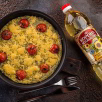 Сырная запеканка с помидорами черри