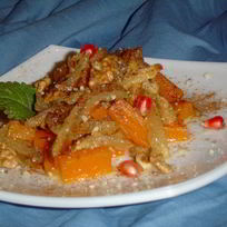 Рецепт Тыквенно-яблочной запеканка с ореховой посыпкой и зернами граната