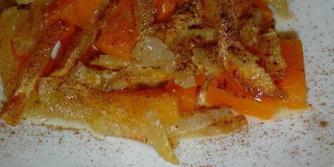 Рецепт тыквенно-яблочной запеканка с ореховой посыпкой и зернами граната