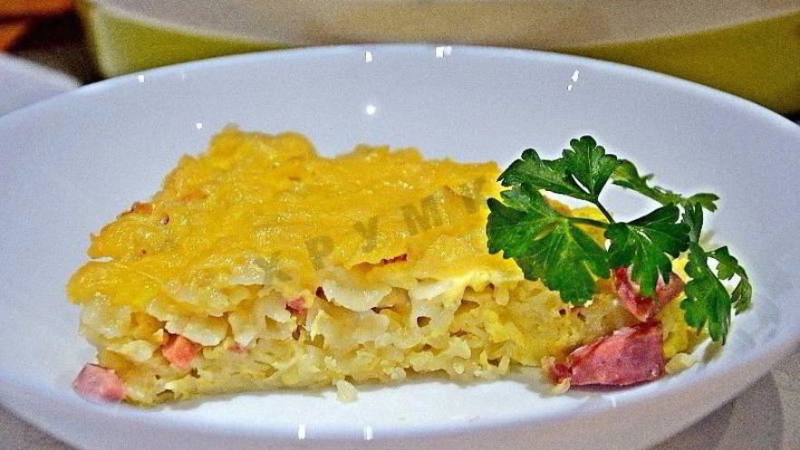 Рецепт запеканки из макарон с сосисками