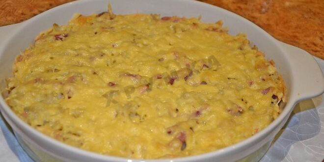 Рецепт запеканки из макарон с сосисками