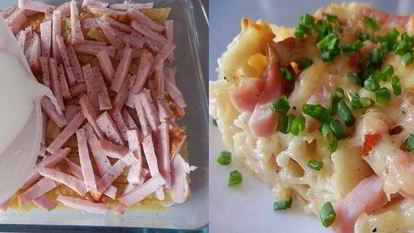 Рецепт Запеканки из макарон с ветчиной