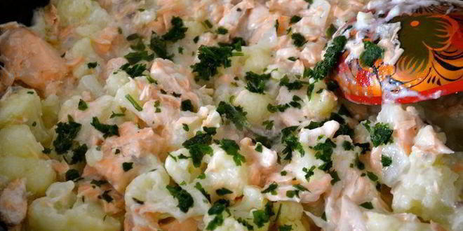 Рецепт запеканки из семги и цветной капусты