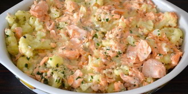 Рецепт запеканки из семги и цветной капусты