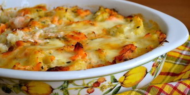 Рецепт запеканки из семги и цветной капусты