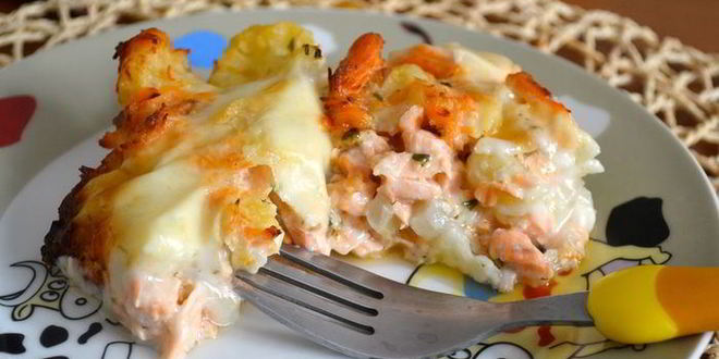 Рецепт запеканки из семги и цветной капусты