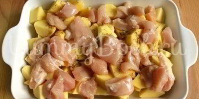 Рецепт запеканки куриной с картофелем, сыром и помидорами