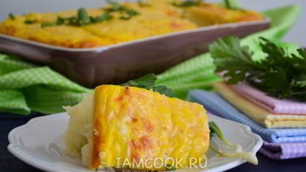 Рецепт Запеканки с сосисками и картофелем в духовке