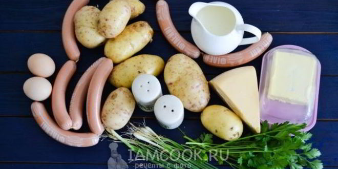 Рецепт запеканки с сосисками и картофелем в духовке