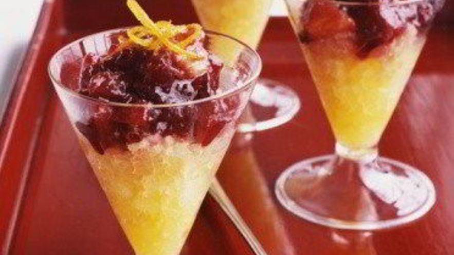 Рецепт апельсиноваи граниты с ягодныма джемома