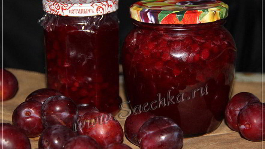 Рецепт бруснично-сливового джем