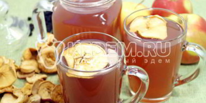 Рецепт компота из сушеных яблок с ягодами