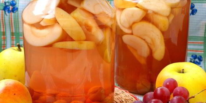 Рецепт компота из яблок с виноградом на зиму