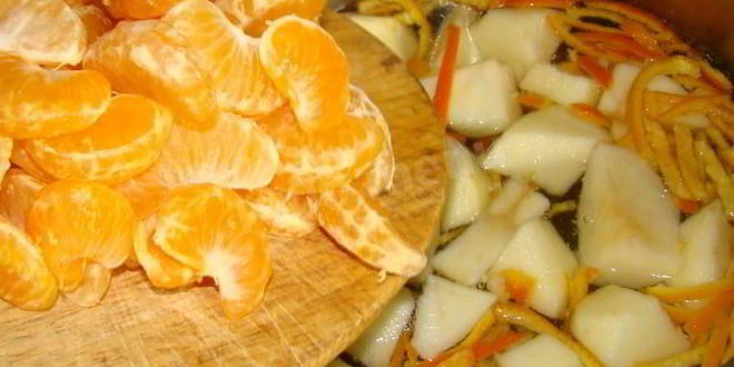 Рецепт мандаринового компота из мандарин и яблок на зиму