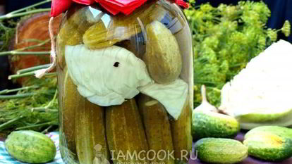 Рецепт Огурцов, маринованных с капустой